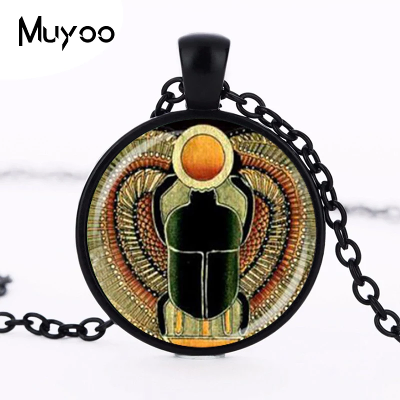 Ожерелье с кулоном в виде стеклянного купола символ силы египетского Scarab