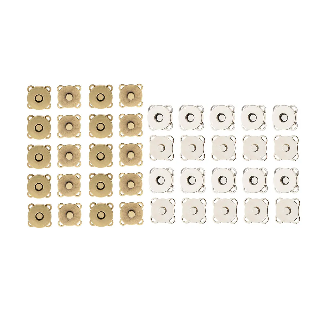 20 Sets Magnetic Snap Closure Fasteners Buttons Purse Clasp Bag Sewing Craft 14mm