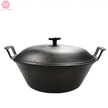 Винтаж чугунный горшок утолщенная Ушная горшок ВОК 40/46/50/56/60 см Большая сковорода Плита