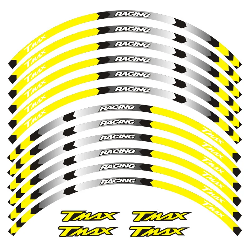 Новинка, высокое качество, 12 шт., подходят для мотоцикла, колеса, стикер, полоса, светоотражающий обод для Yamaha TMAX 500 530 - Цвет: 4