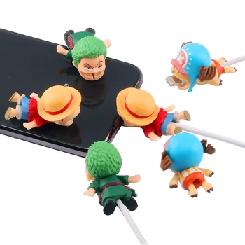 

SIANCS Cute One Piece doll Cable bite protector for iphone usb cable Cartoon organizer winder chompers Chopper Luffy