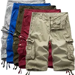 Модные мужские военные шорты Карго мужские летние свободные шорты мужские хлопок военный грузовой короткие брюки