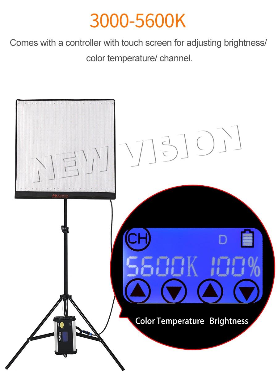 Falcon Eyes RX-24TDX Портативный Гибкий квадратный свертывающийся тканевый светодиодный заполняющий светильник, студийный видео-светильник, панель 150 Вт, двухцветный