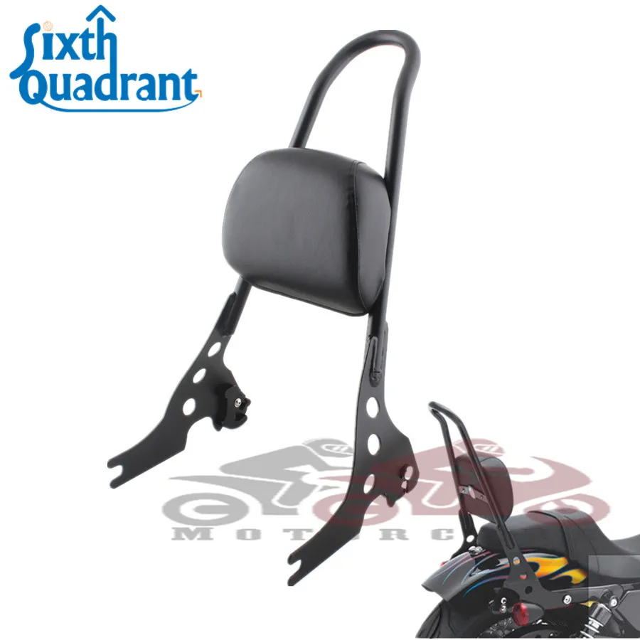 Motorcycle Backrest Black/Chrome Rear Passenger Backrest Pad Sissy Bar