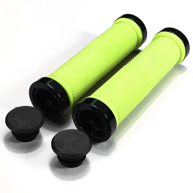 A Pair of Mountain Bike Bicycle MTB Non-Slip Rubber Lock On Handlebar Grips(White - Цвет: Green