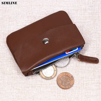 

Genuine Cow Leather Wallet Small Card Holder Men Women Vintage Short Business Mini Credit Card Holders Wallets Coin Purse Pocket