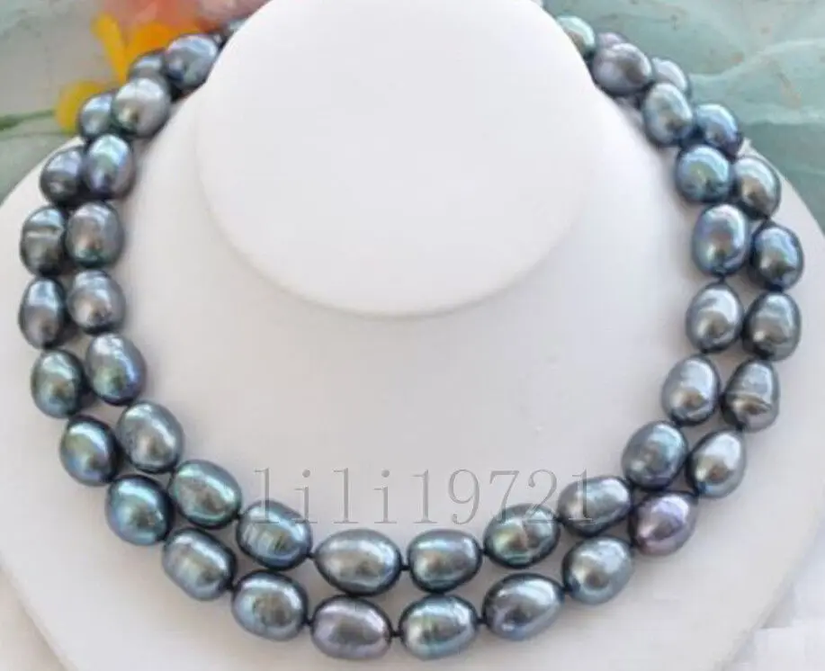 

Hot selling free shipping******** 9-11mm Natural Black Freshwater baroque pearl necklace 32