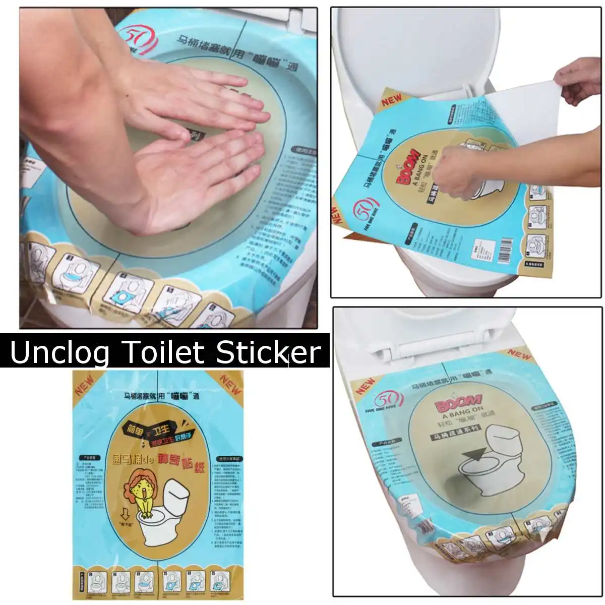 

Unclog Toilet Disposable Sticker Plunger Dredge Only 1 Minute Easy Fix Clogged Toilet With Safe Clean Film Plunger 36*45cm