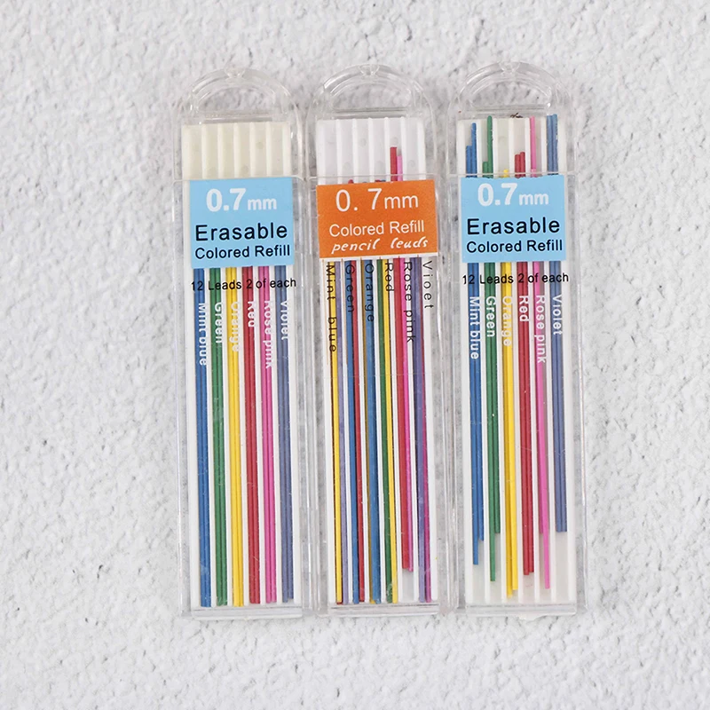 3 коробки цветной грифель для механического карандаша свинцовый стираемый