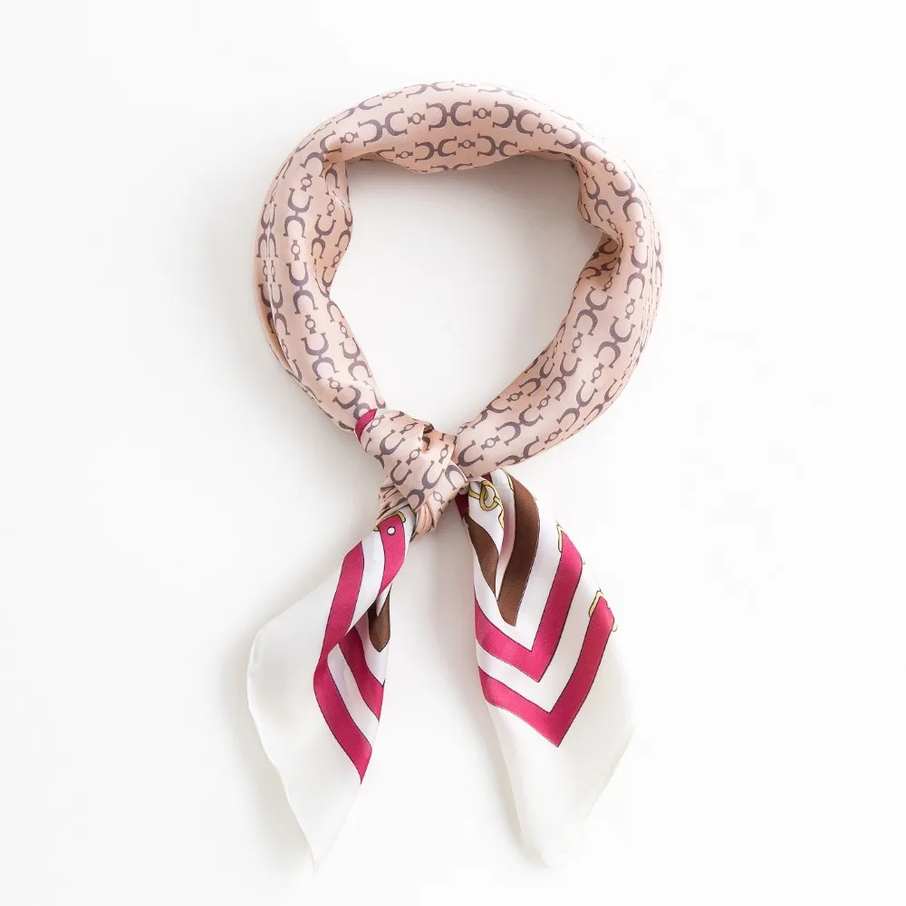 Chains Silk Scarf Women Summer Spring Bandana Neck Head Scarf Headband