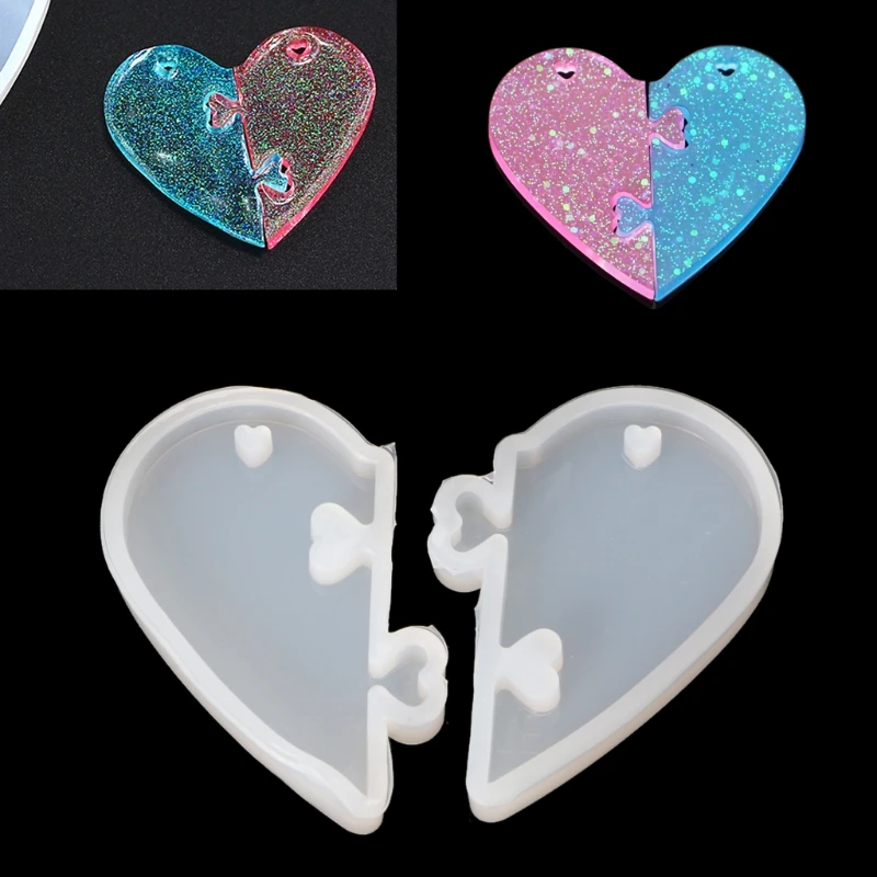 2 шт сердце замки для кулон любовники Жидкая силиконовая форма DIY эпоксидная полимерная форма ювелирные инструменты