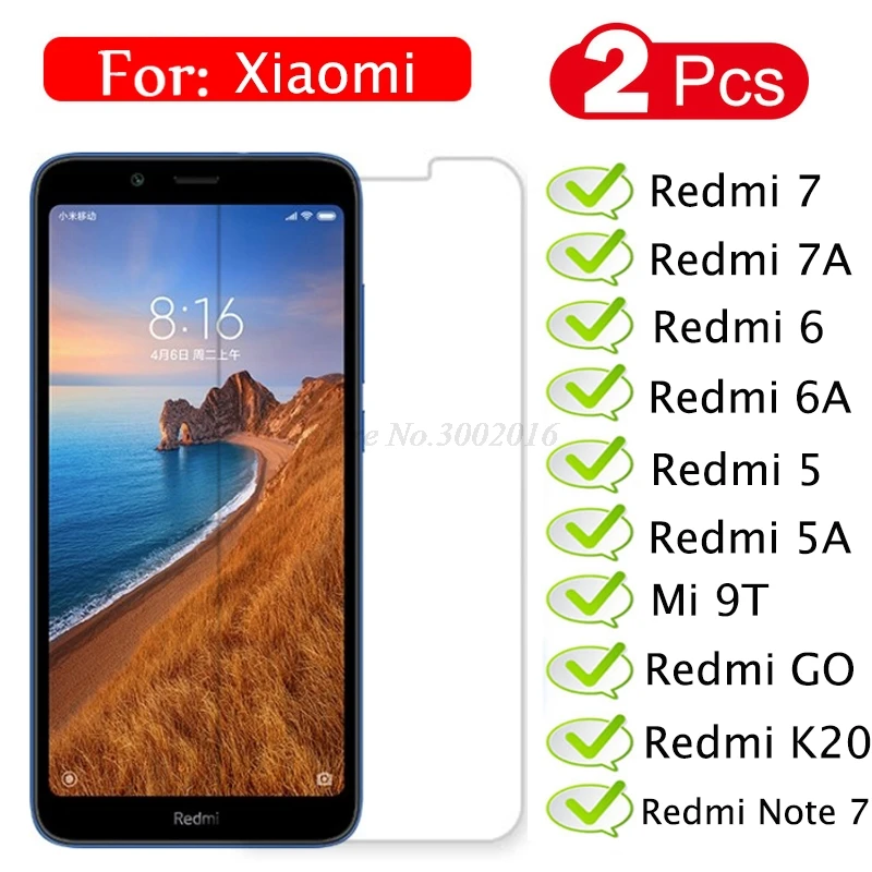 Закаленное стекло для смартфона Xiaomi Mi 9T 2 шт. пленка Redmi Note 7 защиты экрана GO 5 6 7A K20