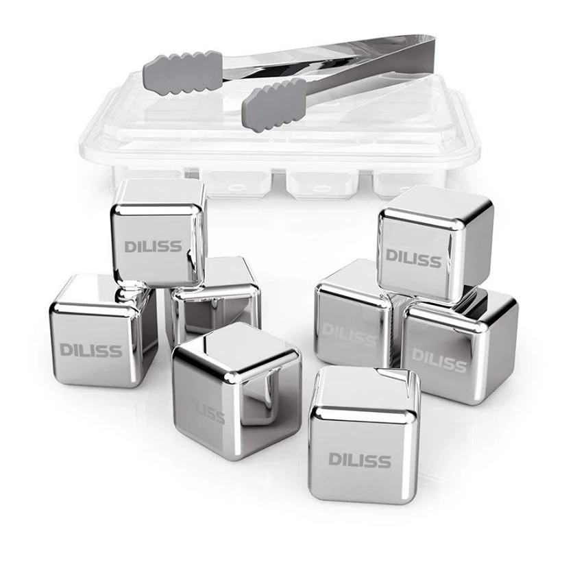 

Stainless Steel Ice Cubes, Chilling Whiskey Stones Reusable Ice Cubes Set with Freezer Tray, Perfect for Scotch, Bourbon, Irish