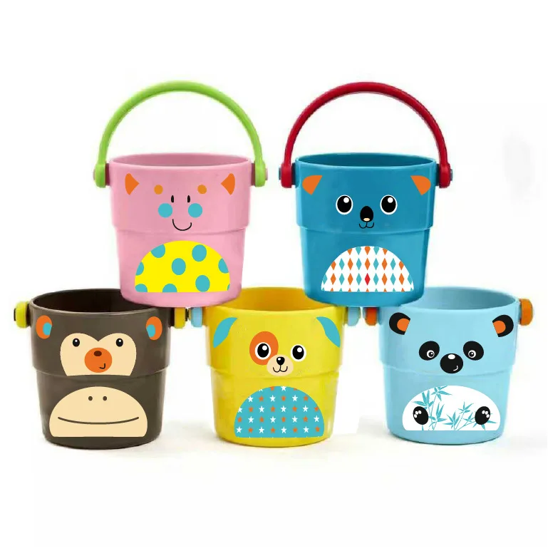 

1pcs baby bath bucket color stack water toys animals bathroom toys