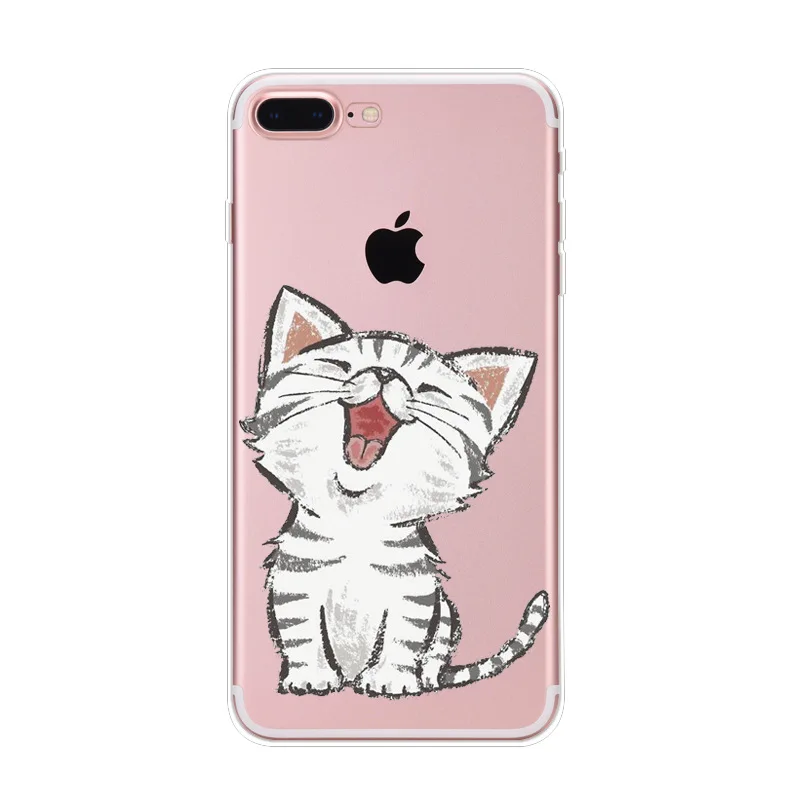 2018 топ модные чехлы для Apple Iphone X 7 7plus 5S Se 6 6s 6plus 8 Plus Милые Животные Кошки мягкие ТПУ