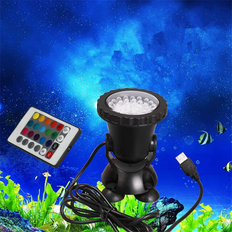 Vioslit Aquarium Led Diving Lamp RGB 36Leds Fish Tank Underwater Spot