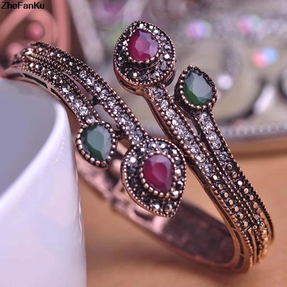 Fashion Turkish Jewelry Anti Gold Accessories Carved Flowers Vintage