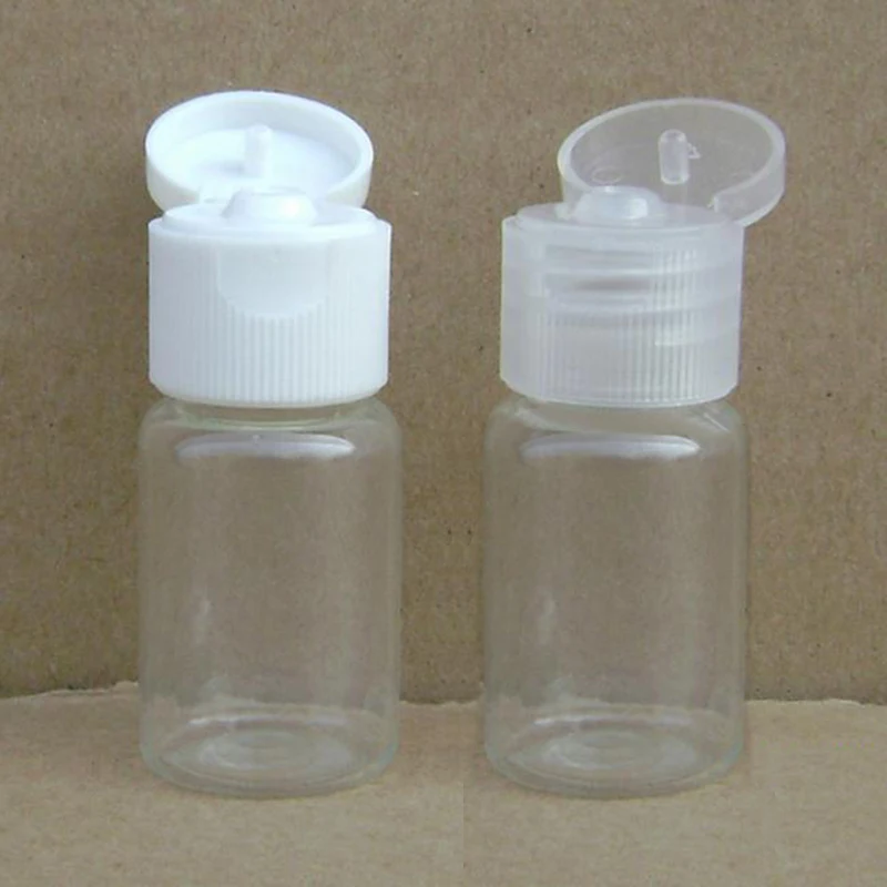 200pcs 10ml small transparent empty PET plastic bottle flip top caps shampoo lotion cosmetics