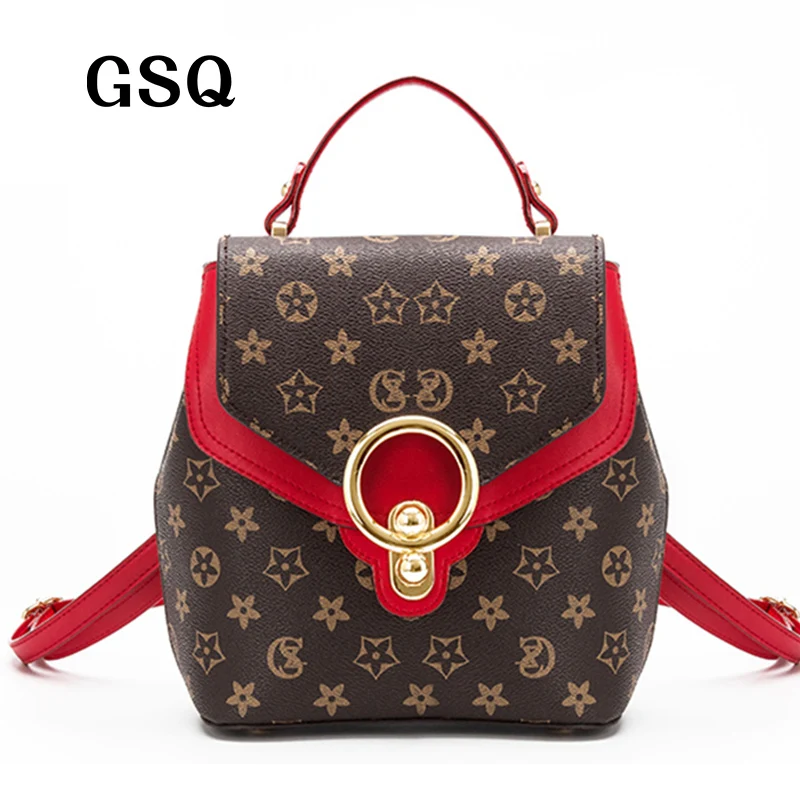 GSQ New Arrival Genuine Leather Women Backpack Fashion High Quality Famous Brand Preppy Style Girl School