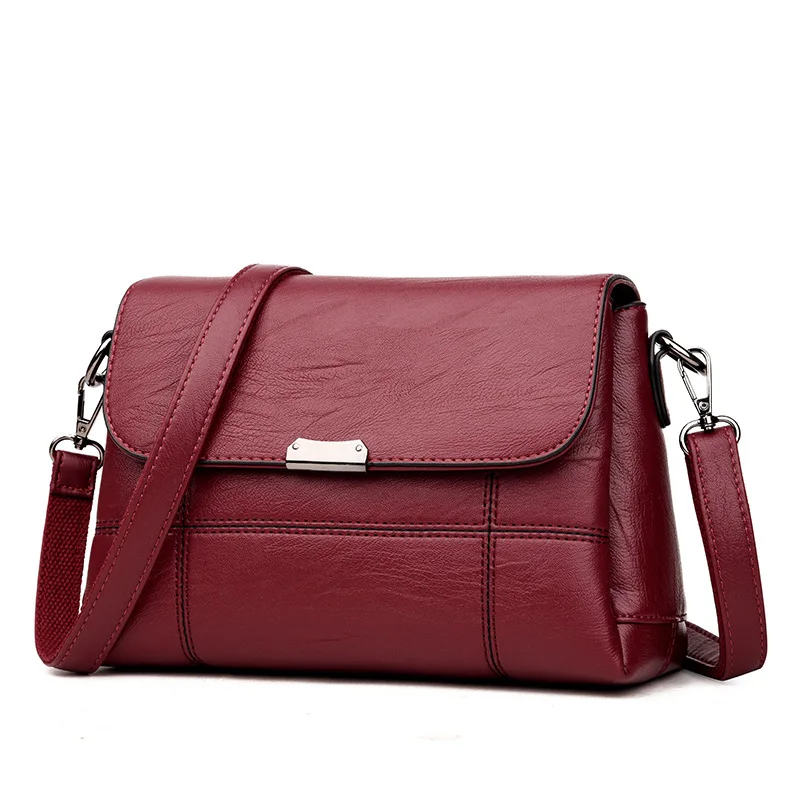 

2018 new soft leather handbags College Style Large Capacity single shoulder messenger bag Multi-function Retro Women's bag