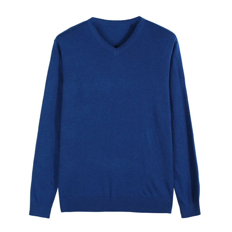 Новинка осени, мужской вязаный пуловер, 14 цветов, кашемировый свитер, Повседневный, Деловой, v-образный ворот, тонкий, приталенный, свитера, брендовая одежда - Цвет: Синий