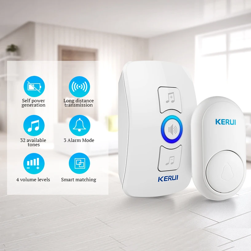 KERUI self generation wireless doorbell long distance home smart remote