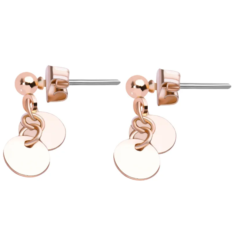 Double Small Round Metallic Slices Golden Silver Plated Beads Stud Women Earrings | Украшения и аксессуары