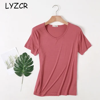 

Cotton V Neck Women's T Shirt Summer 2019 Basic Solid Color Women T-shirt Femme Short Sleeve White T Shirts Feminino