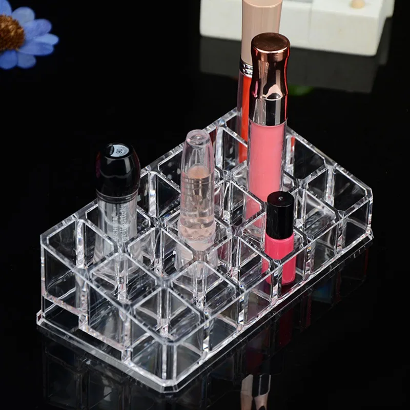 18 Slots Crystal Acrylic Lipstick Storage Holder Makeup Organizer