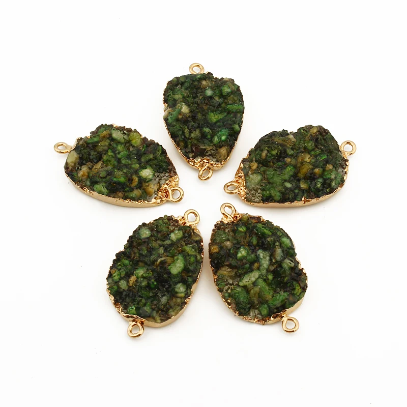 

1pc 45mm Green Resin Bracelet Findings Connectors DIY Irregular Two Holes Necklace Pendant Charms Eardrop Jewelry Makings F217