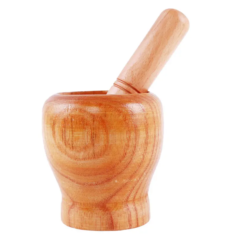 

New Manual Wooden Mortar & Pestle Grinding Bowl Set Garlic Press Ginger Crush Pot Spice Grinder Mortar Pestle Set Kitchen Tool