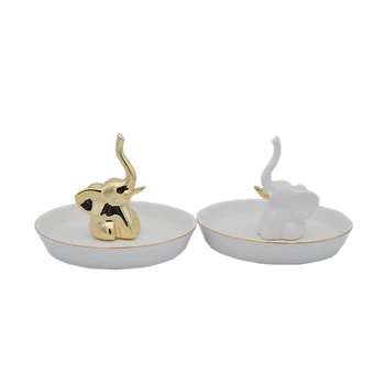

Elephant Decorative Dish Ring Place Storage Tray Support Gift for Girl Friend Jewelry Ornament Arrangement for Dressing Desk