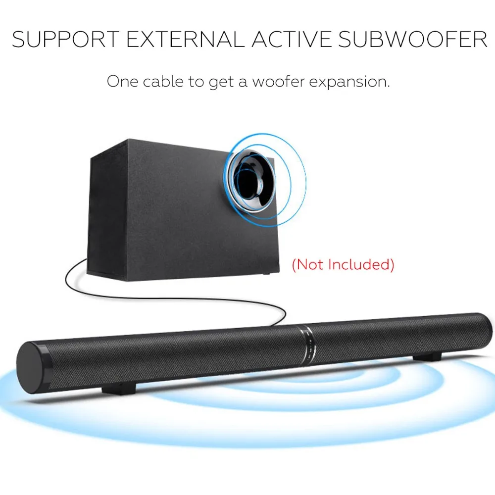 Wireless TV Soundbar Bluetooth Speaker Stylish Fabric Sound Bar Hifi 3D Stereo Surround Support RCA AUX HDMI For Home Theater