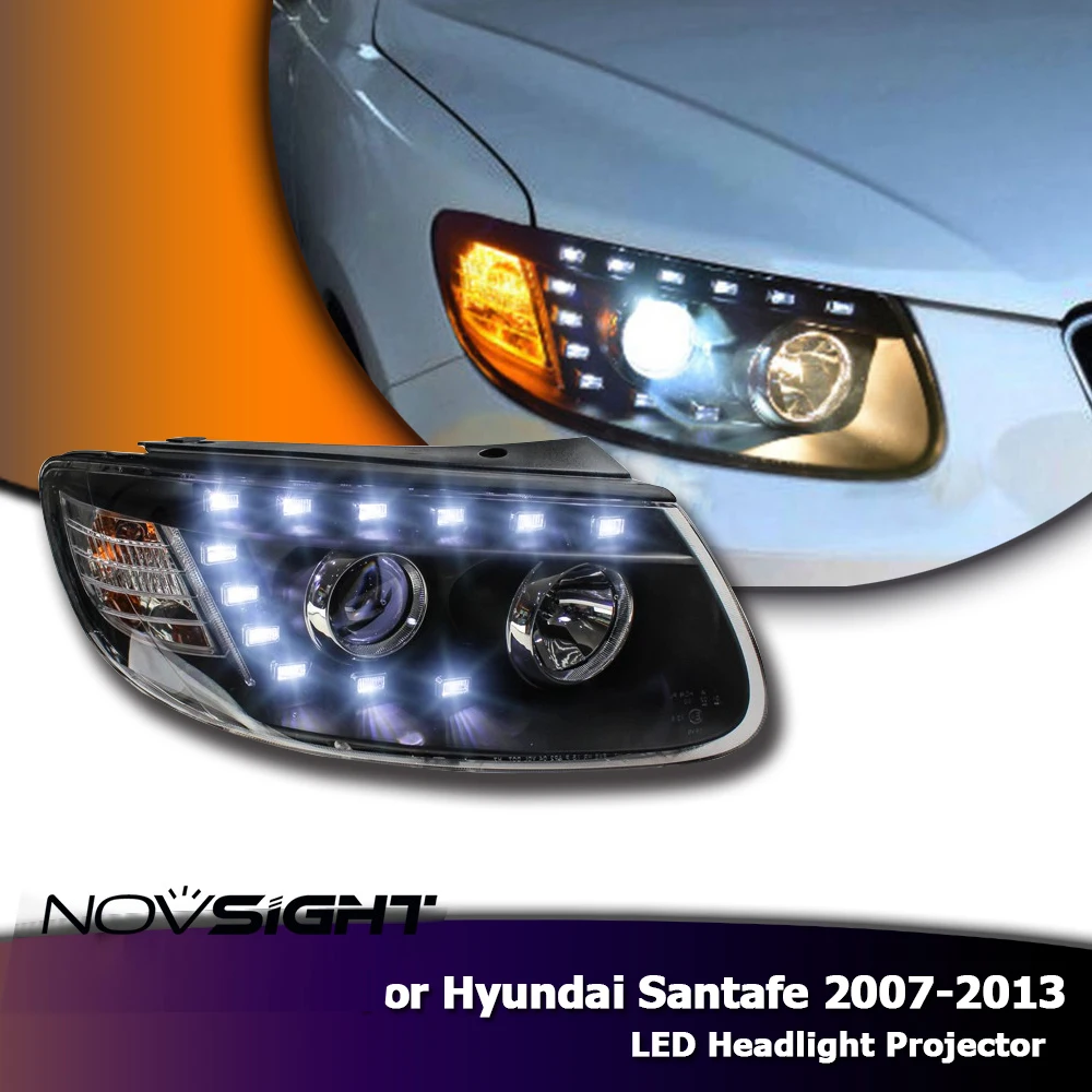 

NOVSIGHT 2X LED Projector Headlights Fog Light Bi Xenon Lens For Hyundai Santa Fe 07-13 Car Light Assembly