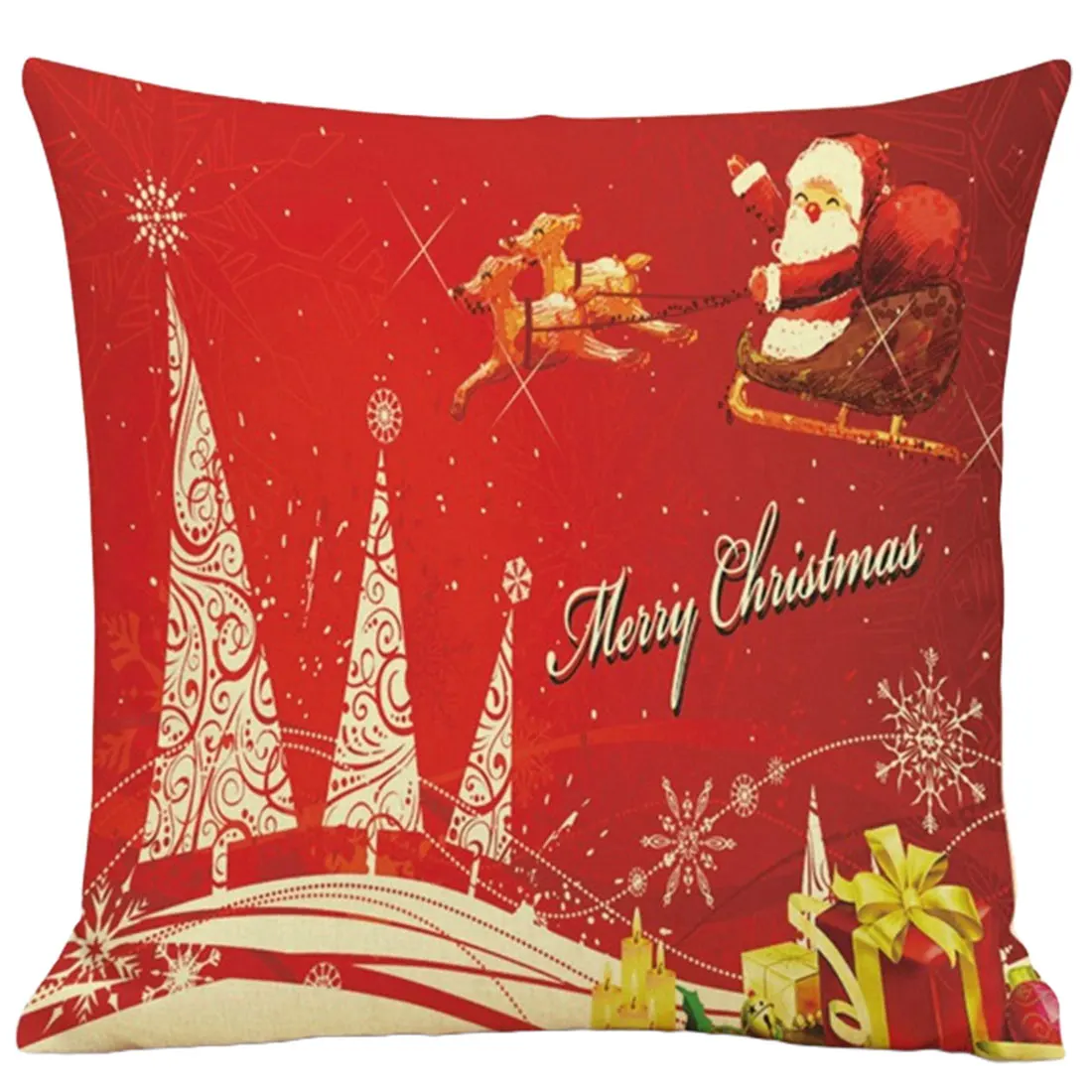 Декоративные подушки 45*45 см с новогодним Рождеством, рождественские украшения, наволочки для дома, красная квадратная мультяшная Рождественская елка из льна - Цвет: 5