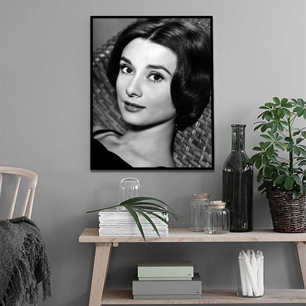 Classic Black And White Painting Canvas Print Audrey Hepburn Posters