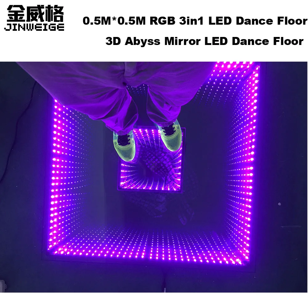

Free Shipping 12pcs/Lot 0.5M*0.5M 3D Abyss Led Mirror Infinite Time Tunnel Dance Floor Stage Led Disco Lights 3d Dance Floor