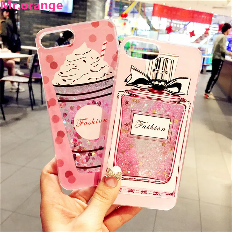 Fashion Ice Cream Perfume Bottles Glitter Liquid Case Cover For iphone
