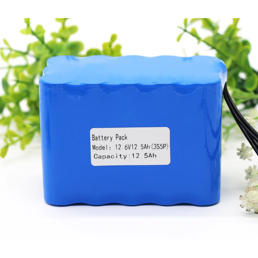 

KLUOSI 3S5P 12V Battery Pack 12500mAh 11.1V /12.6V Lithium Battery Pack with 25A Balance BMS for LED Light Backup Power Supply