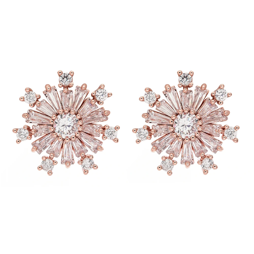 

MEILIYISHI Snowflake Stud Earring for Women AAA Cubic Zircon Rose Gold Color Delicate Copper Fashion Jewelry Earring Bijouterie