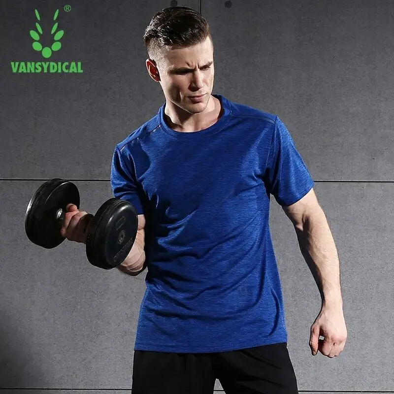 Vansydical спортивные футболки для бега Мужская спортивная одежда с коротким рукавом