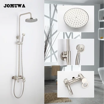 

JOMUWA shower set wall mounted Brass faucet Brushed bath shower faucets system hot and color mixer taps shower heads