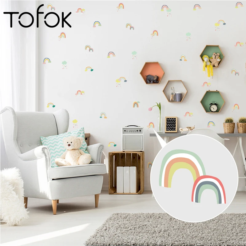 

Tofok Cartoon Transparent Rainbow Wall Sticker Kids Room Fridge Computer Nursery Store Sofa TV Backdrop Mural Decals Home Decor