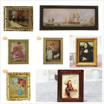 

Color Vintage Photos Painting Mural Wall Picture for 1:12 Dollhouse Miniature Miniaturas Casa De Munecas 1:12