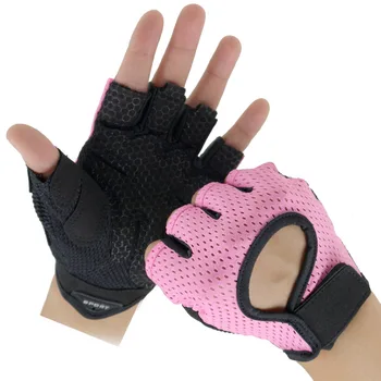 

Breathable Fingerless Gloves Men Women Gel Palm Hollow Back Gym Gloves Weightlifting Dumbbell Fitness Gloves Black Pink Guantes