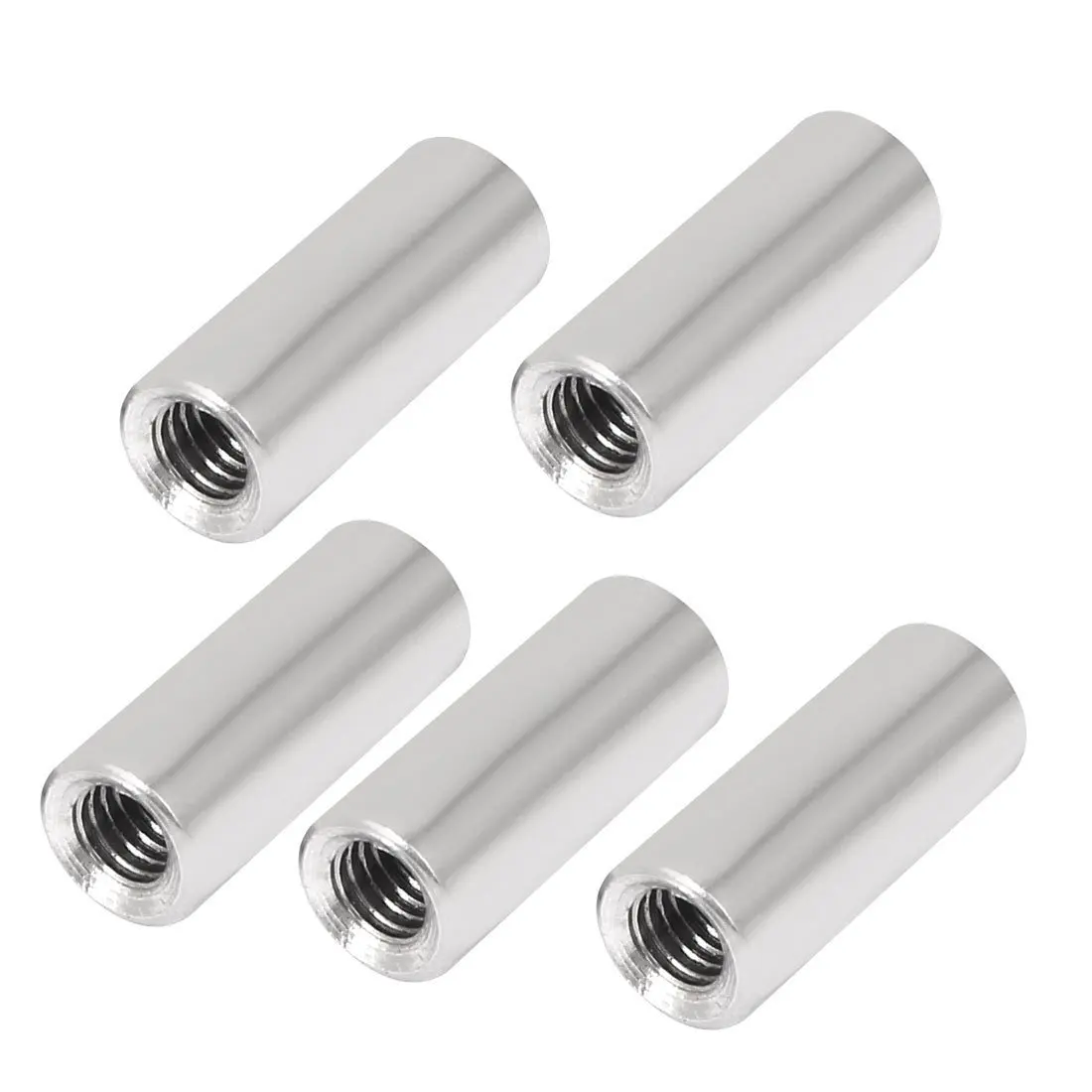 

5Pcs Nuts M6/0.24 Round Coupling Connector Nuts Round Rod Bar Stud Threaded Insert Rose Joint Adapter Threaded Connectors Nuts