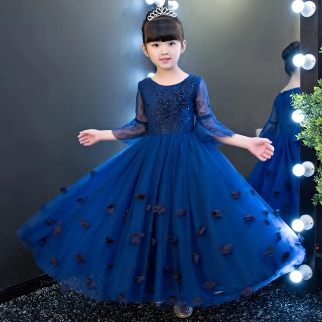 2017 Flower Girls Dresses For Wedding Royal Blue Girl Formal Birthday