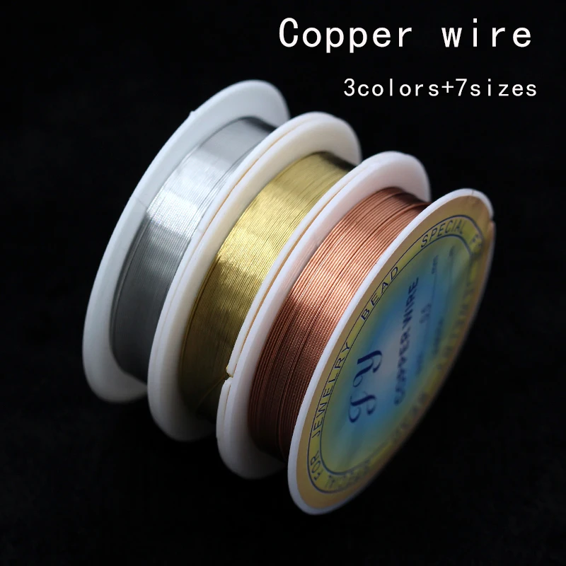 

1/10p 0.2/0.3/0.4/0.5/0.6/0.8/1mm Round pure copper solid wires beaded line wrap DIY jewelry making findings craft Cord/String