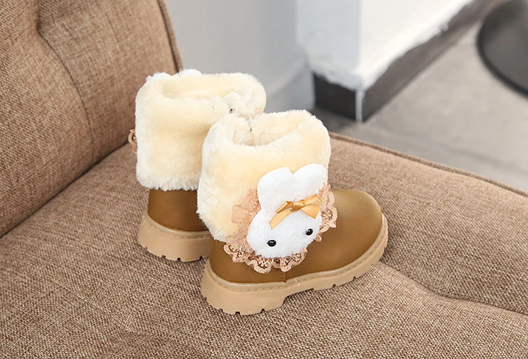 JGVIKOTO/детские ботинки для маленьких девочек Детские теплые зимние сапоги с мультяшным Кроликом, плюшевые, с хлопковой подкладкой, милые девушки, зимние сапоги