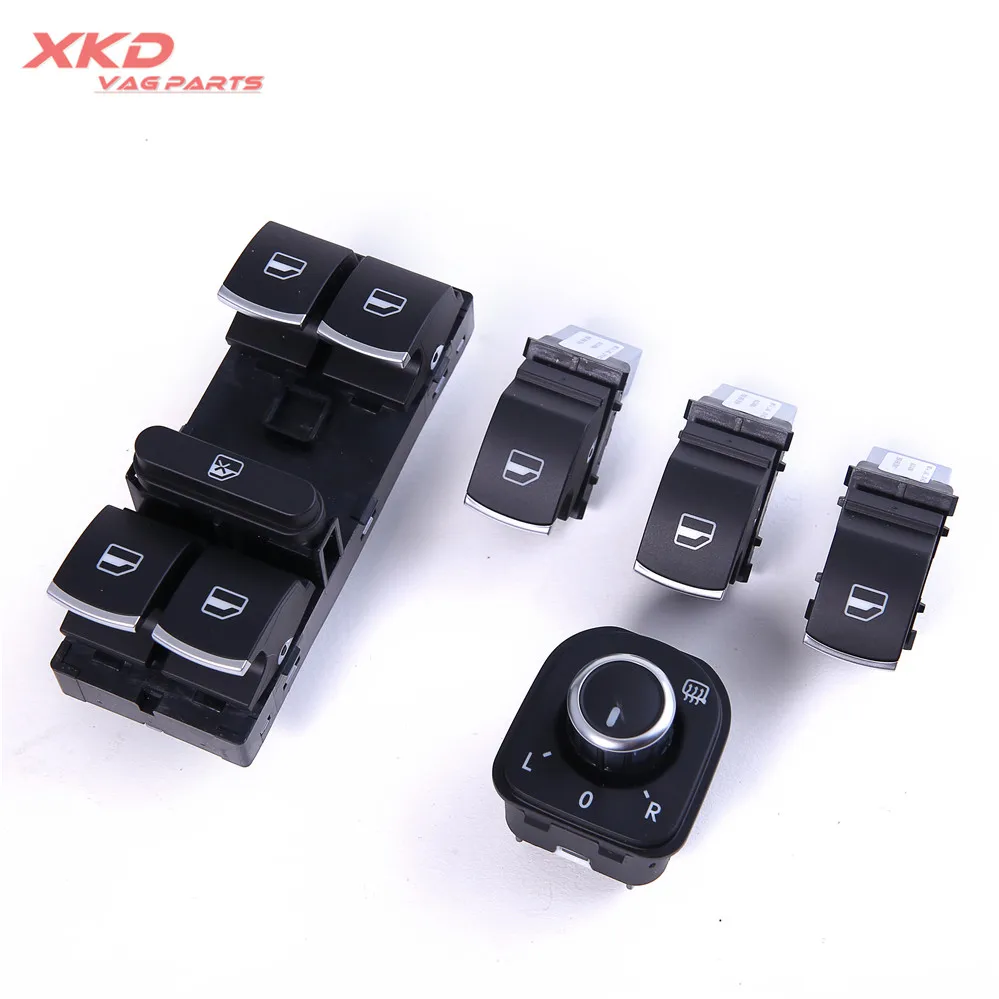 

5Pcs Chrome Side Mirror Master Window Switches Set fit For VW Jetta MK6 Vento Passat B6 5K4 959 857 5ND 959 565 5ND959855